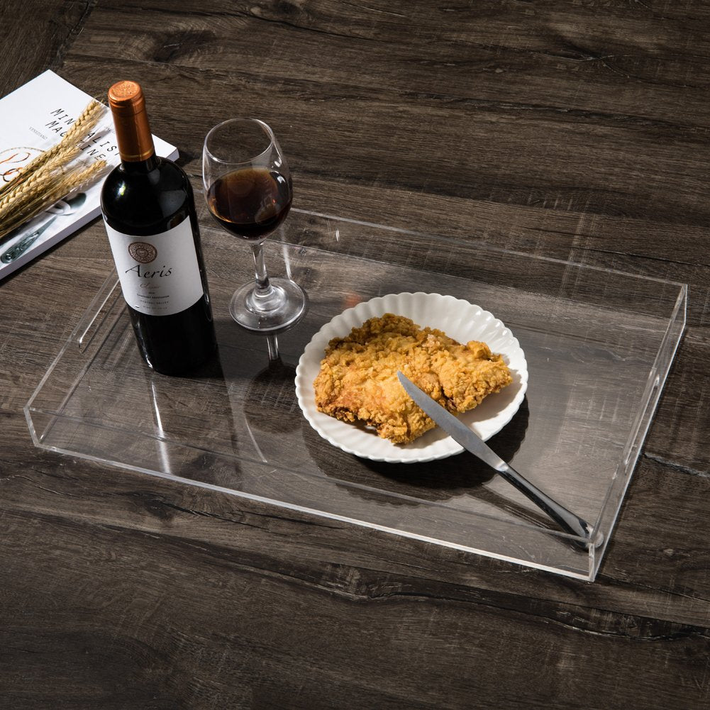 Sooyee bar ottoman tray clear for serving and display.