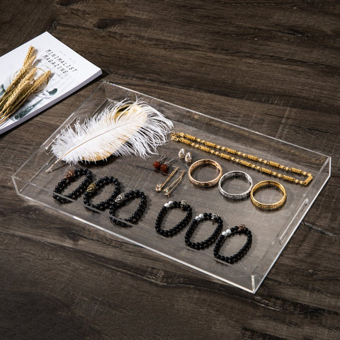 Sooyee bathroom counter organizer tray keeps essentials tidy.