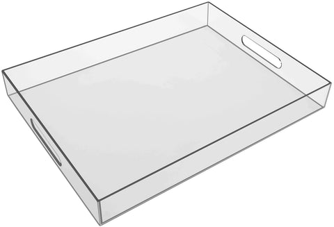 Sooyee clear acrylic tray 16x12 blends with decor and organizes essentials.