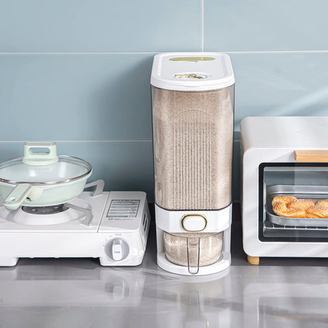 Sooyee Clear Rice Dispenser time-scale lid helps track freshness over days