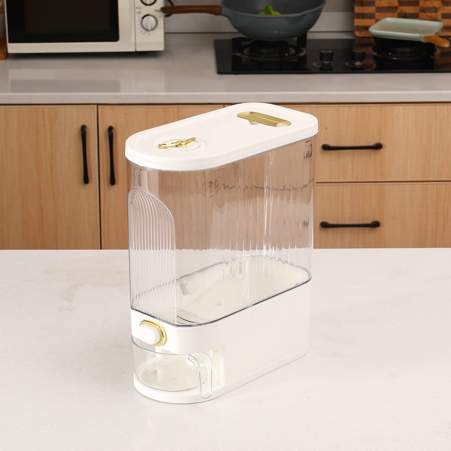 Sooyee Rice Dispenser built-in fresh box protects moisture and aroma