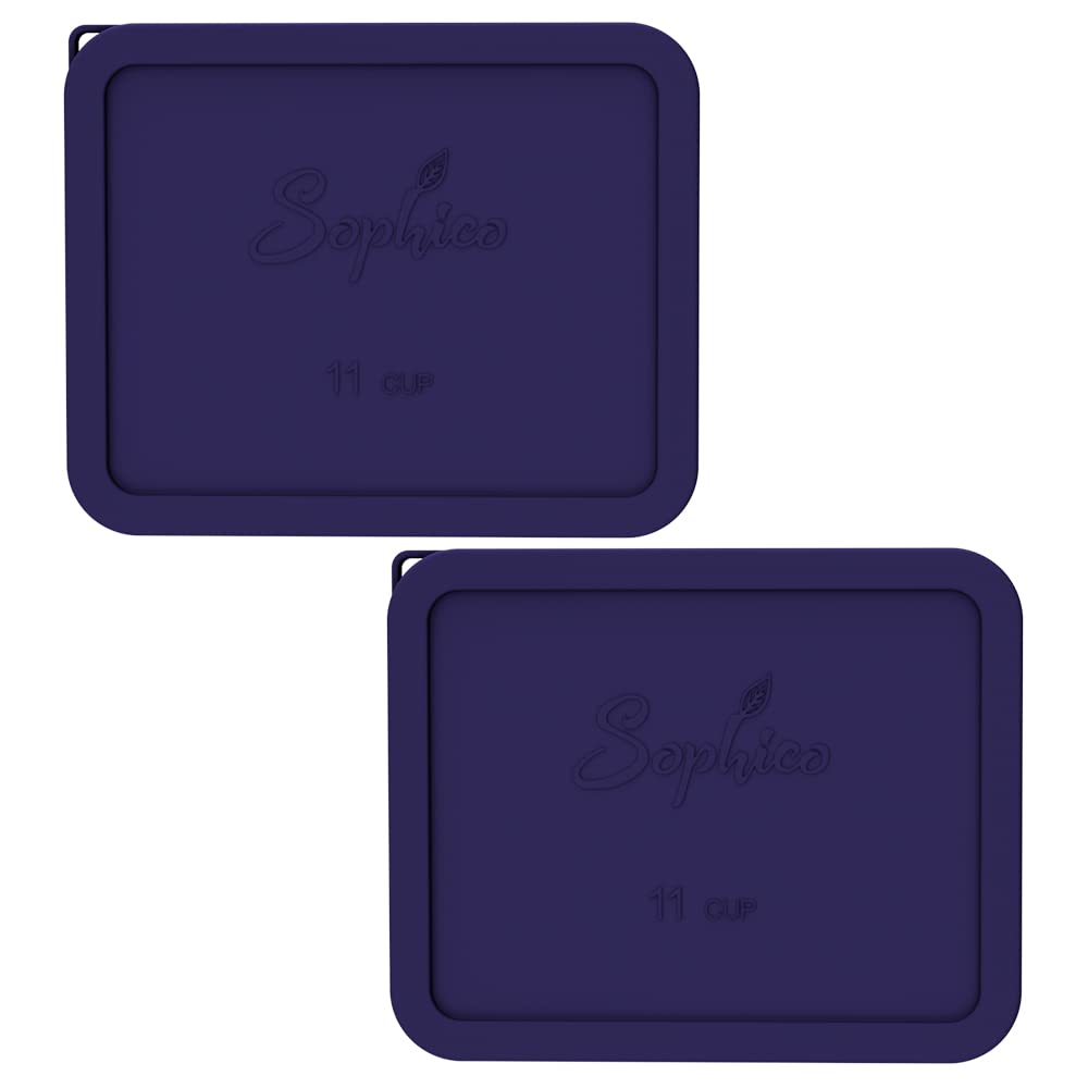 Sophico 11-cup rectangle silicone lid seals Pyrex 7212 bowls.