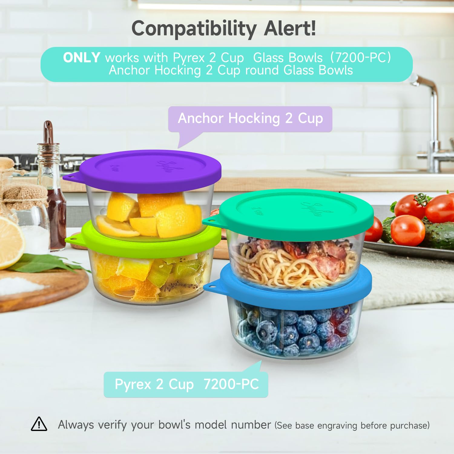 Sophico 2 Cup Round Silicone Cover blue airtight seal on glass bowl