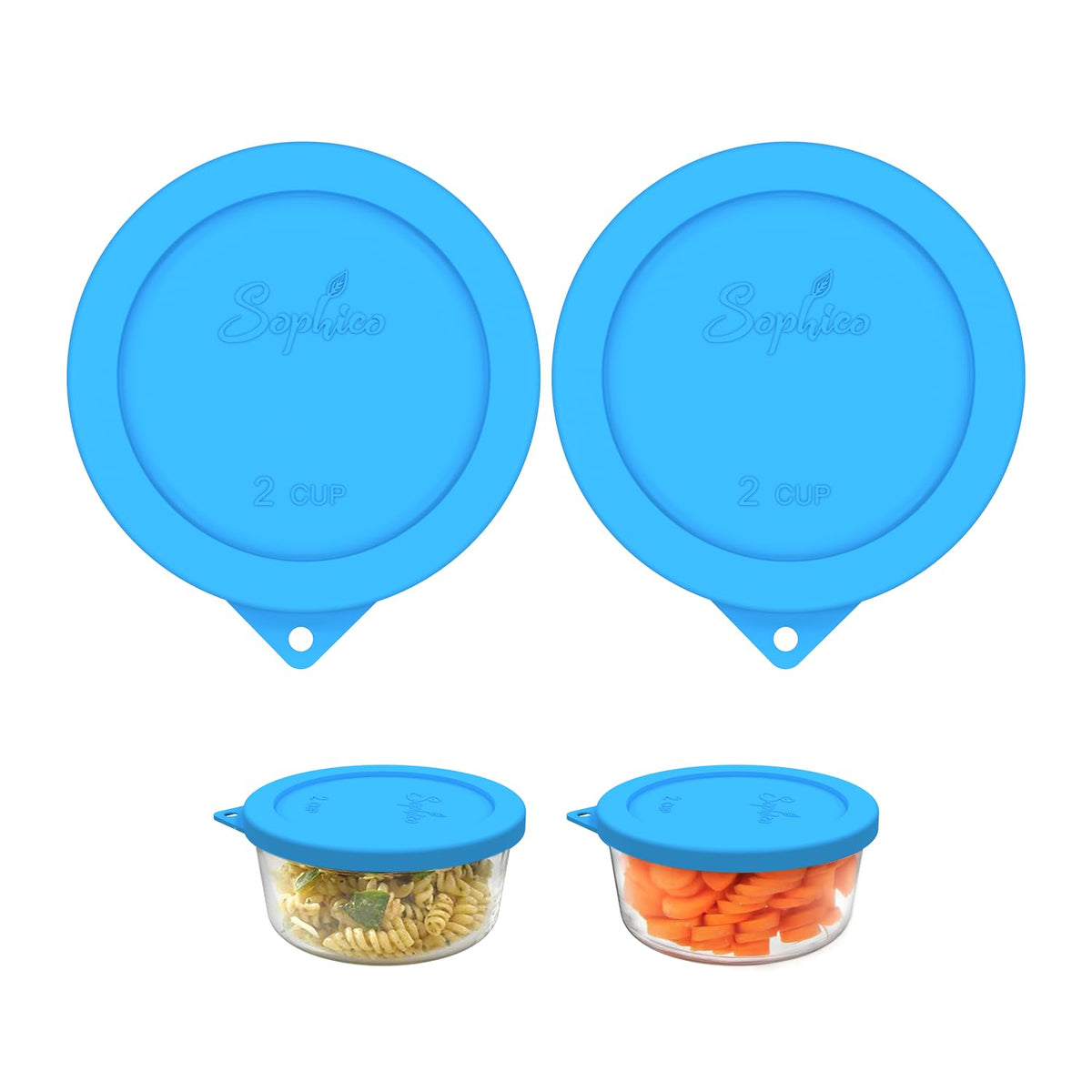 Sophico 2 Cup Round Silicone Cover blue closeup showing airtight seal