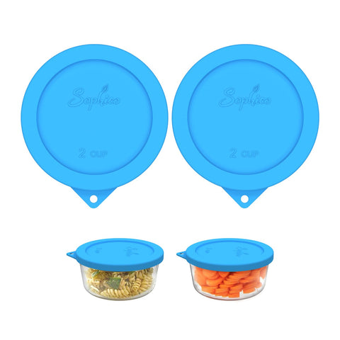 Sophico 2 Cup Round Silicone Cover blue closeup showing airtight seal
