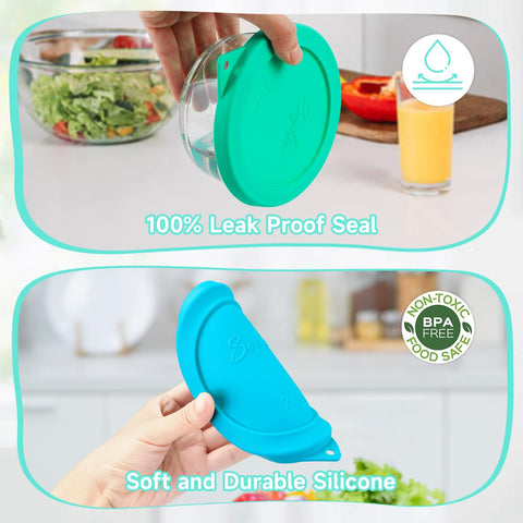 Sophico 2 Cup Round Silicone Cover blue freezer-safe for cold storage