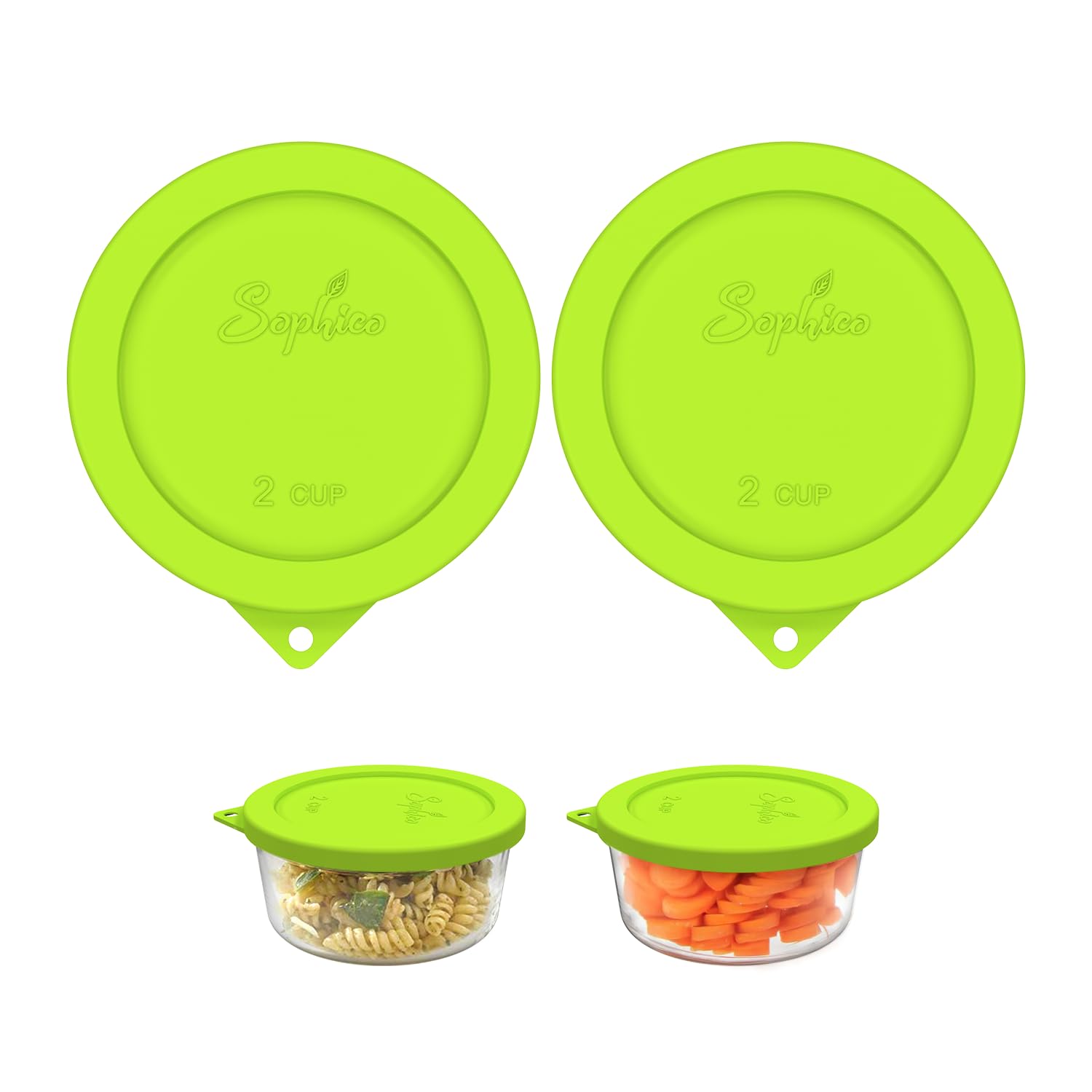 Sophico 2 Cup Round Silicone Lid on bowl for a secure seal