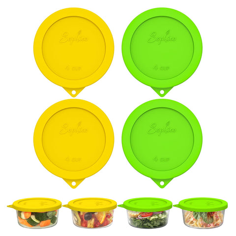 SOPHICO 4-cup round silicone lid seals freshness for glass bowls.