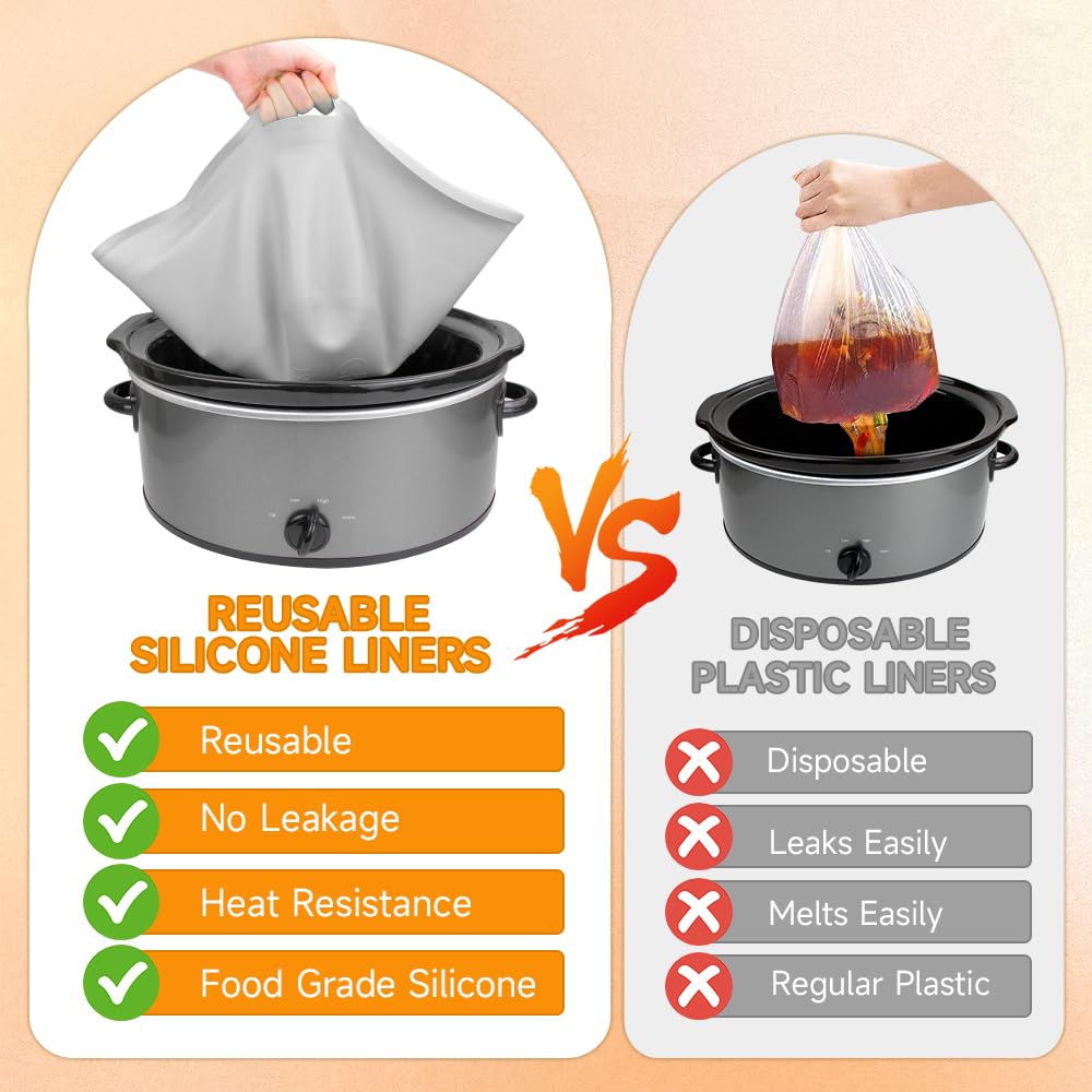 SOPHICO ChefAid liner fits 6-8 quart slow cookers for versatile meals.