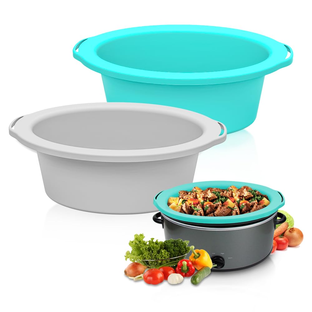 SOPHICO ChefAid grey-mint liner ready for 6-8 qt slow cooker for easy cleanup
