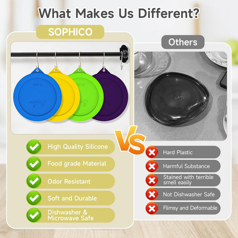 SOPHICO food-grade silicone lid keeps odors out during storage.
