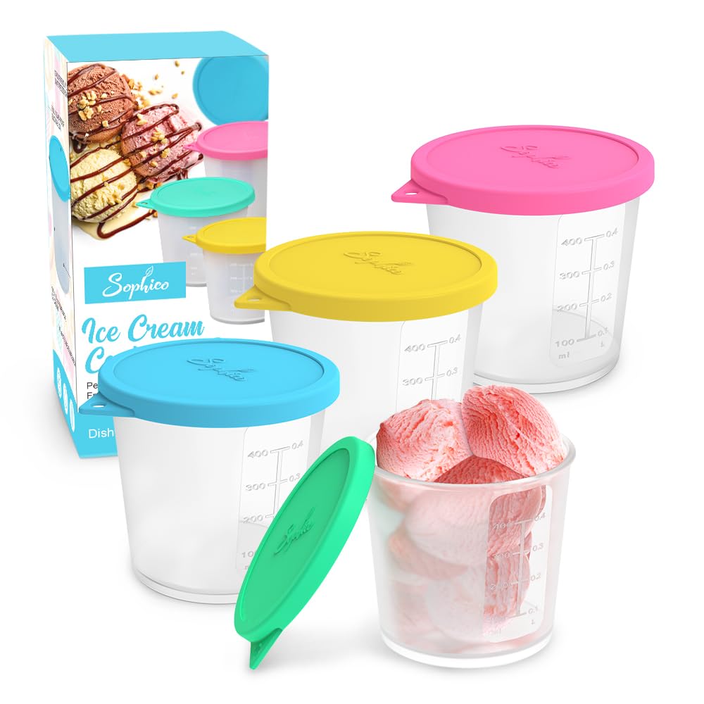 SOPHICO ice cream pint container with silicone lids; easy access and freshness.