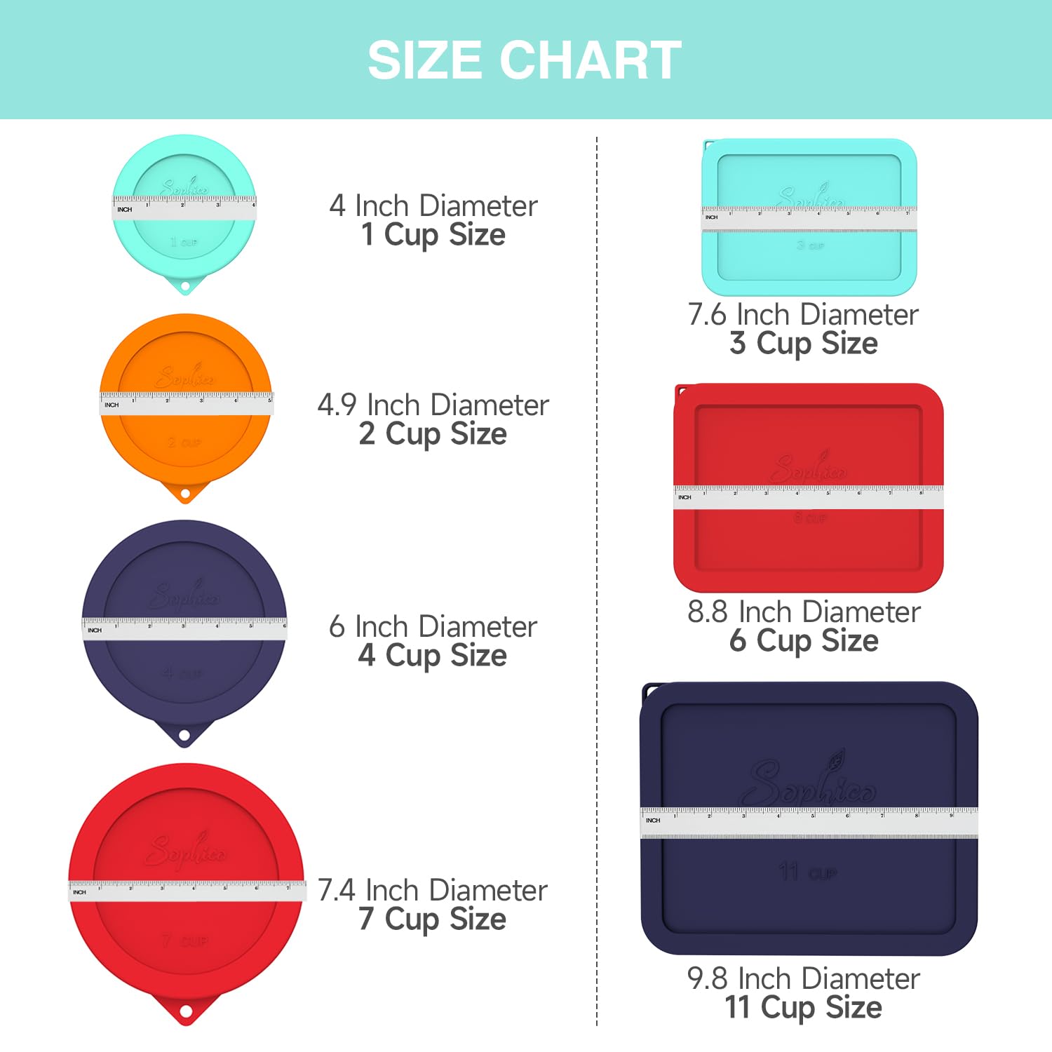Sophico rectangular lid compatible with Pyrex 7211-PC bowls for airtight storage.