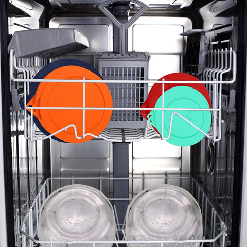 Sophico round silicone cover for 4 cup prevents spills and odors during storage.