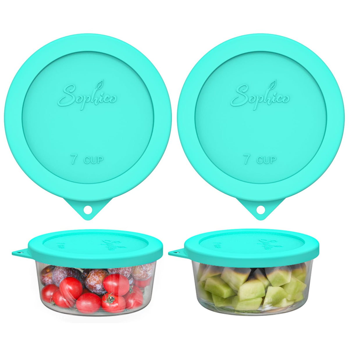 SOPHICO mint round silicone lid for 6/7 cup bowls with airtight seal
