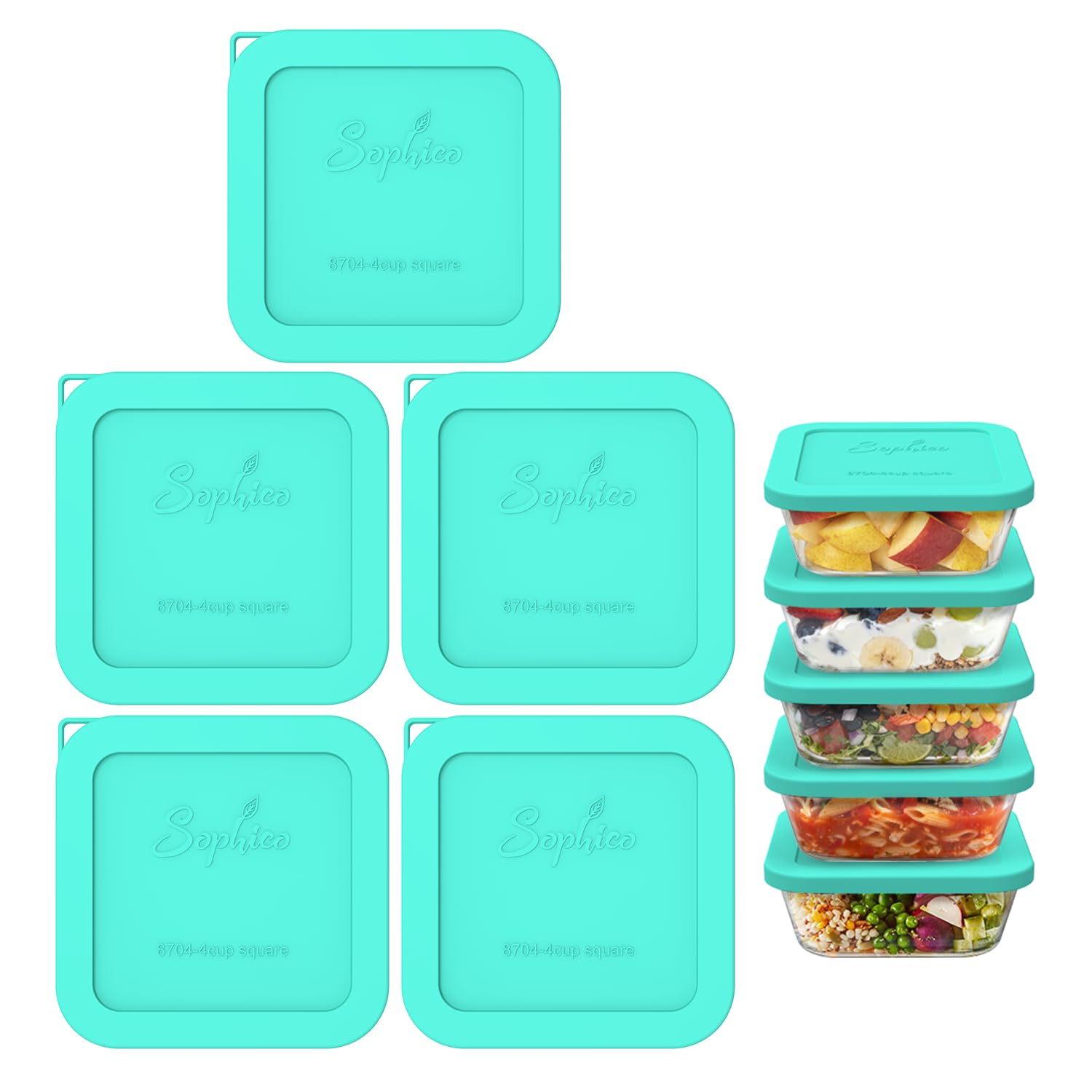 SOPHICO silicone lid on Pyrex Freshlock square bowl seals leftovers securely