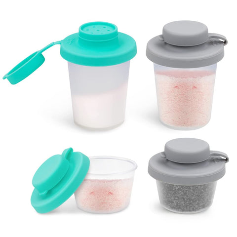 SOPHICO small salt and pepper shakers with silicone lids for moisture control on the go