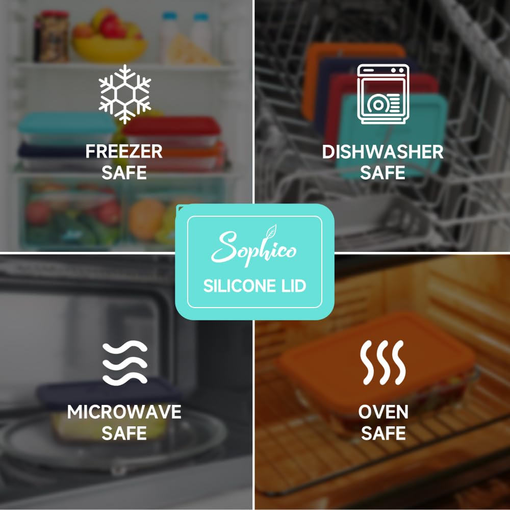 SOPHICO temperature-resistant mint lid for fridge to oven use.
