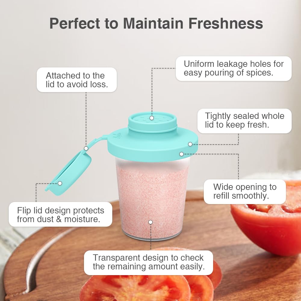 SOPHICO transparent salt shaker shows contents at a glance for quick seasoning.