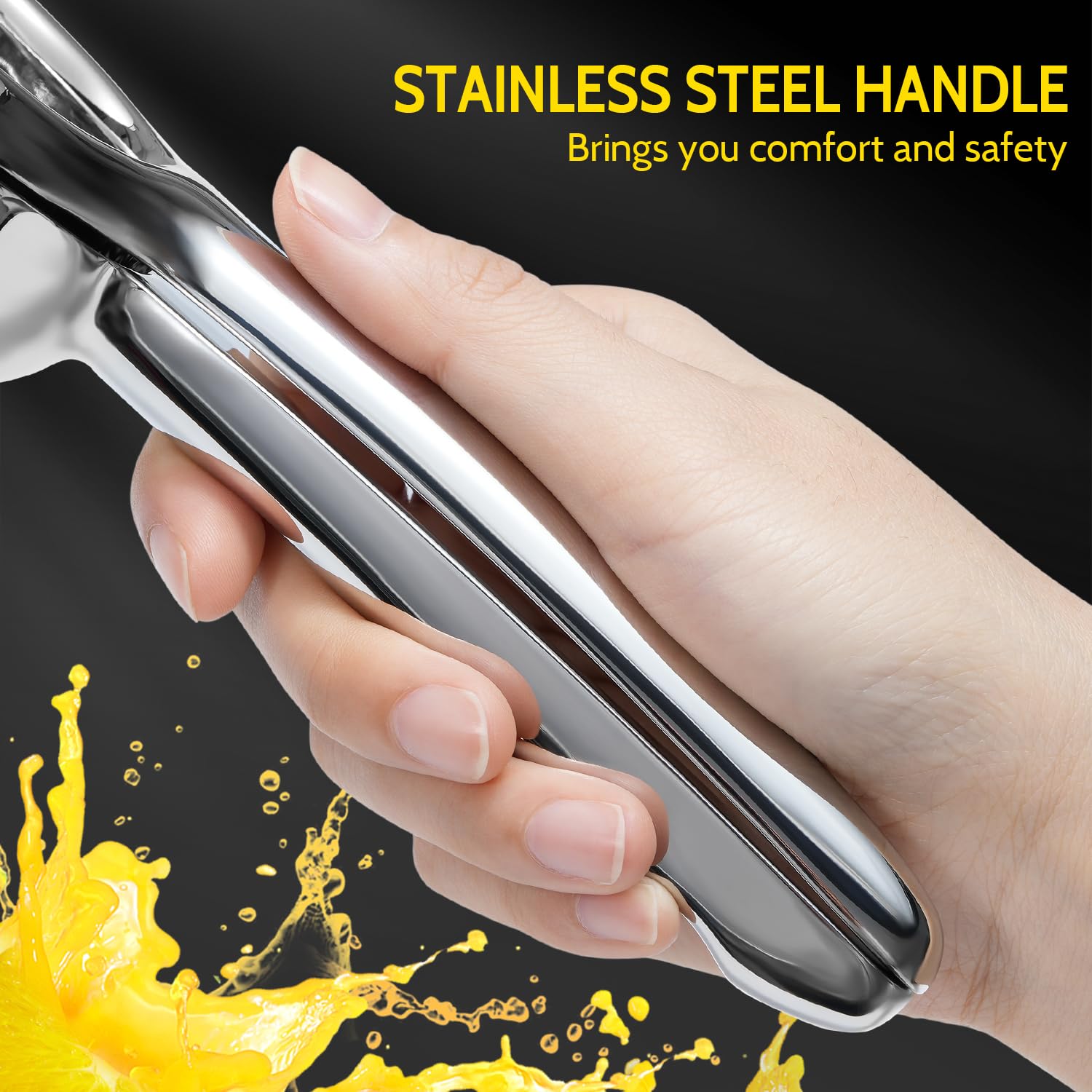 Ergonomic handle provides comfortable grip during juicing