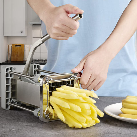Sopito potato cutter featuring an ergonomic handle for comfortable slicing.