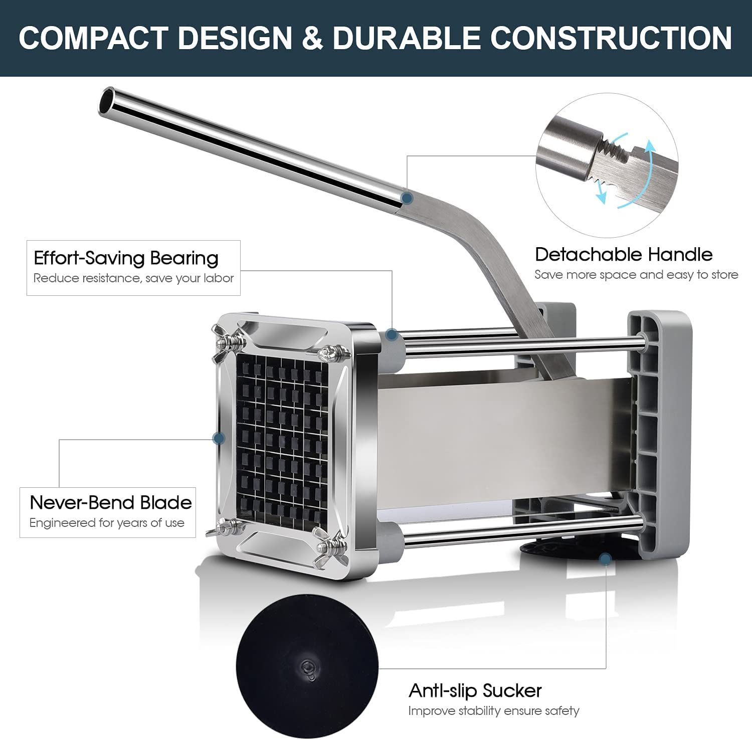 Sopito professional fries cutter with large capacity for whole potatoes.
