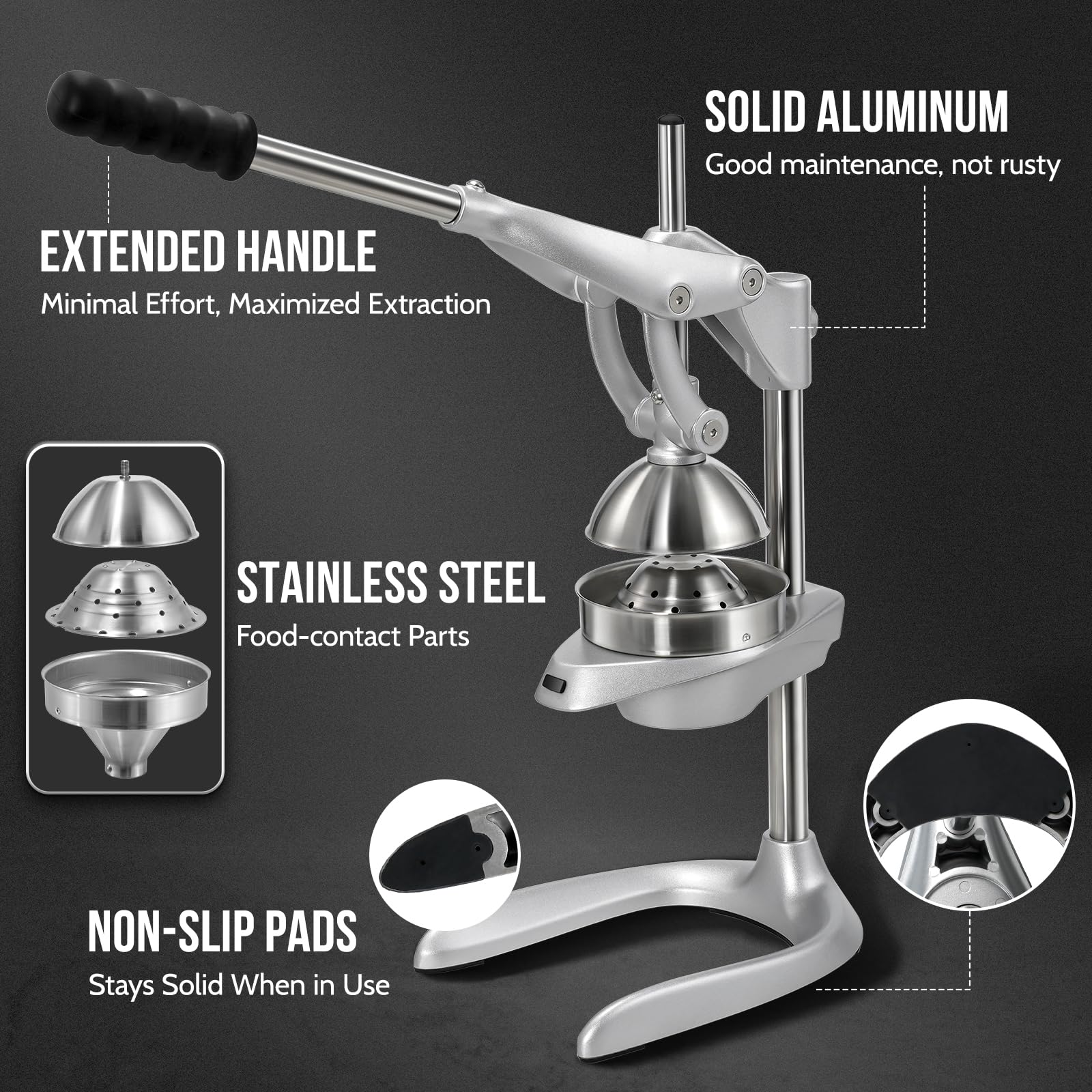 Sopito extended-handle safety design stays on top for secure use.