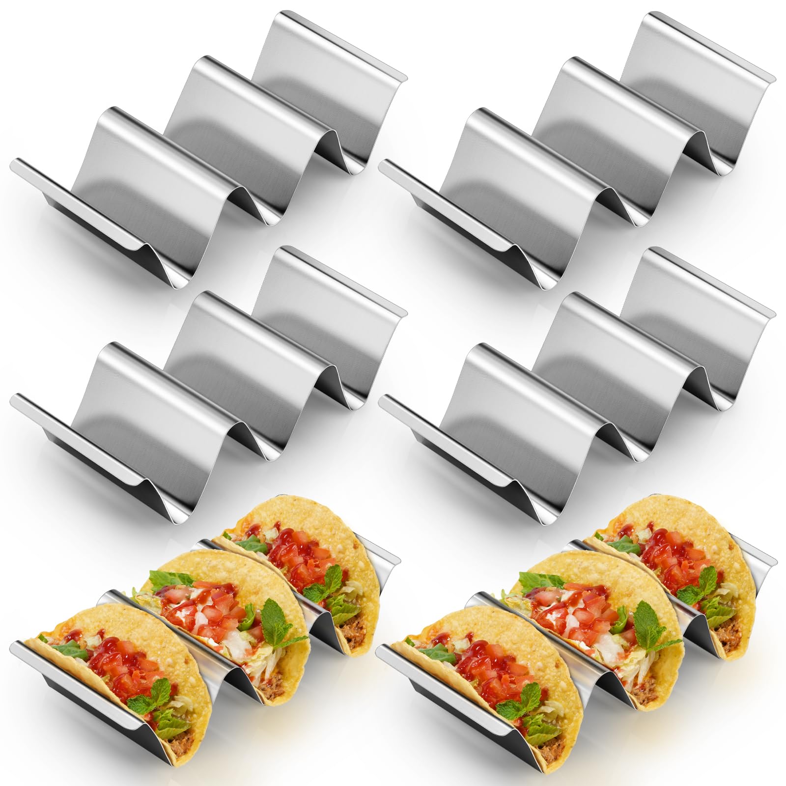 Sopito taco holder stand, 6-pack, tray-style for organized taco night.