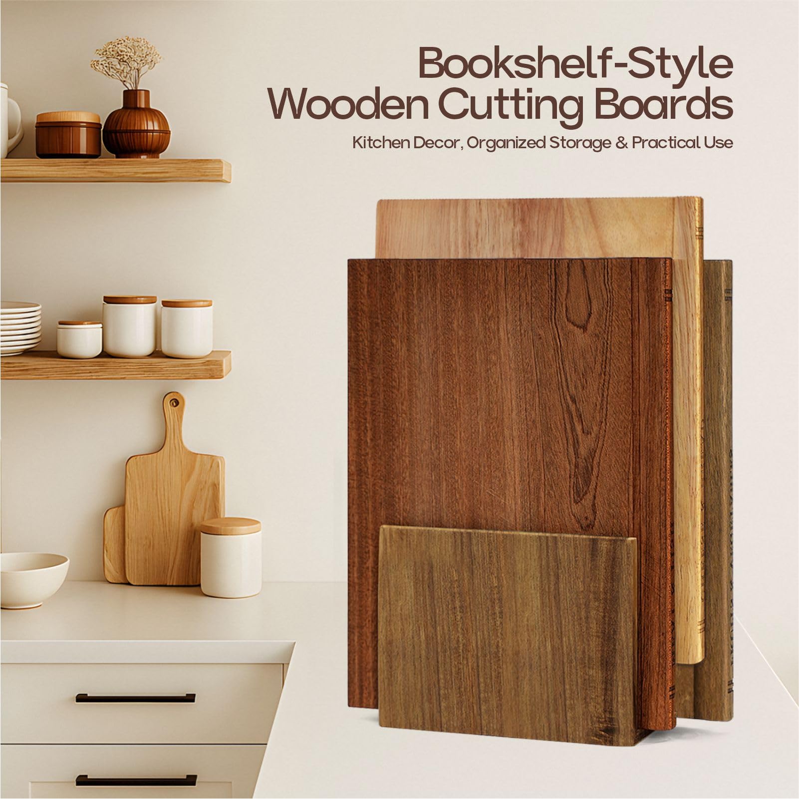 Soravita book-shaped cutting board close-up reveals natural color and durability