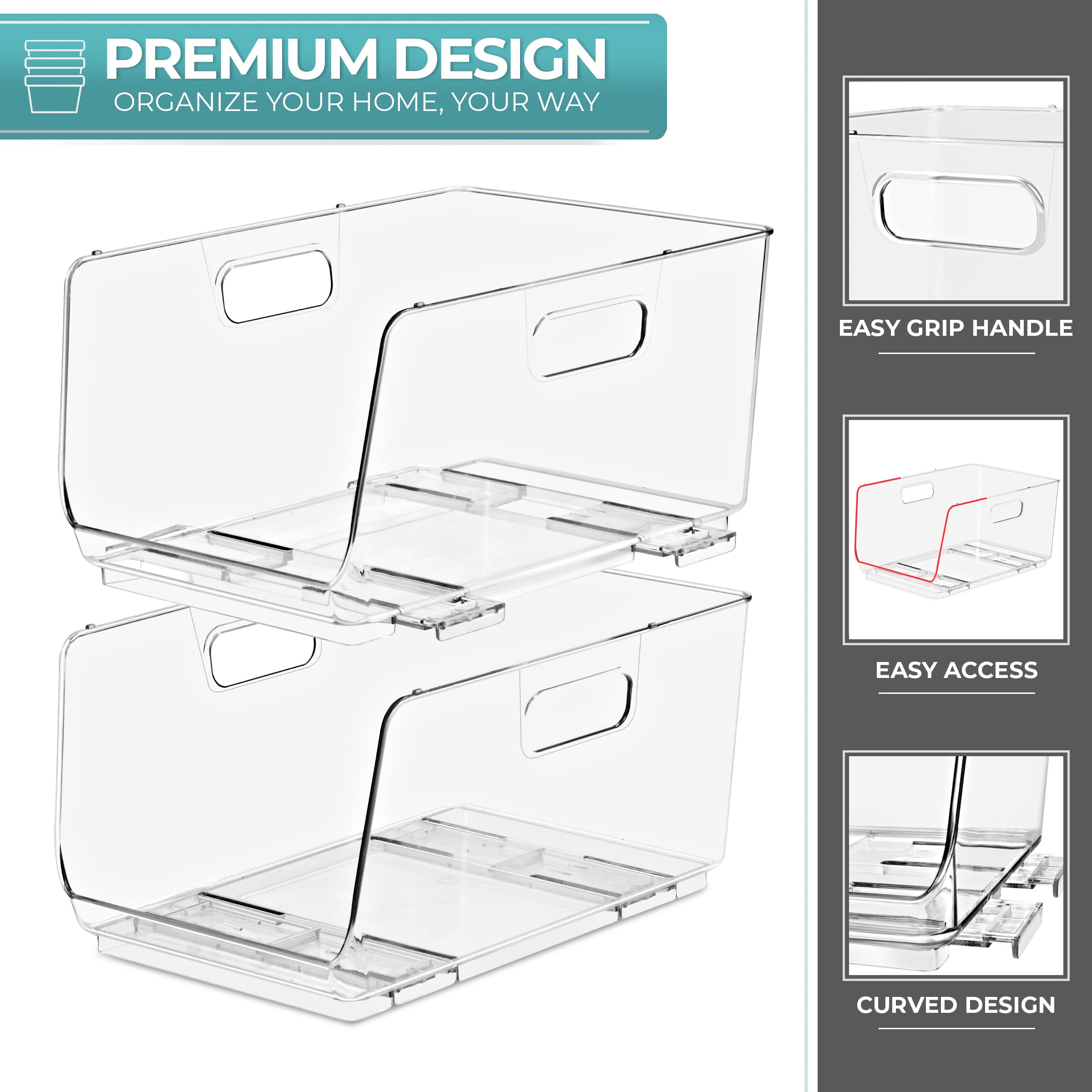Sorbus 9x12x6 inch open-front bin saves space in pantry