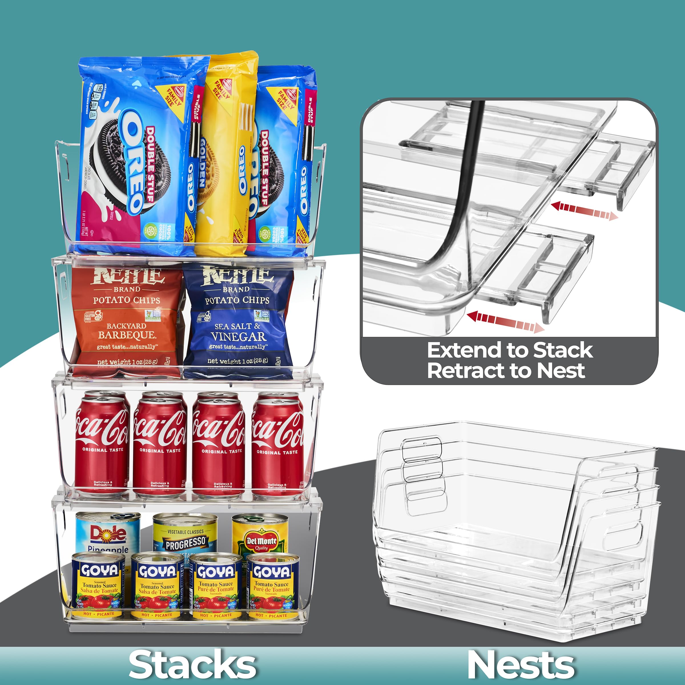Sorbus BPA-free clear plastic bin for versatile kitchen organization.