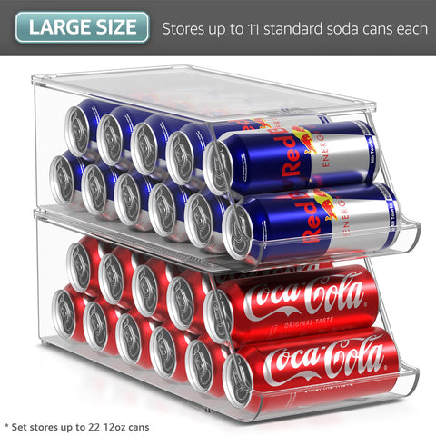 Sorbus Clear Plastic Can Organizer for fridge providing easy contents visibility.