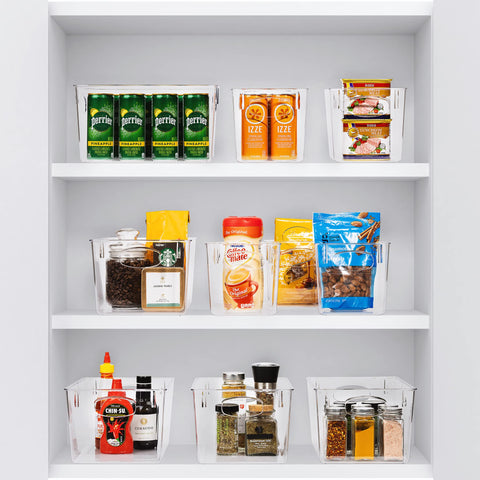 Sorbus clear storage bin in freezer for compact organization.