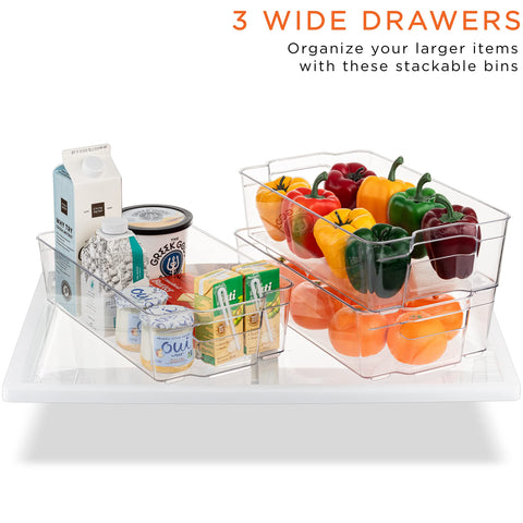 Sorbus egg drawer holds 14 eggs for organized refrigerator storage.