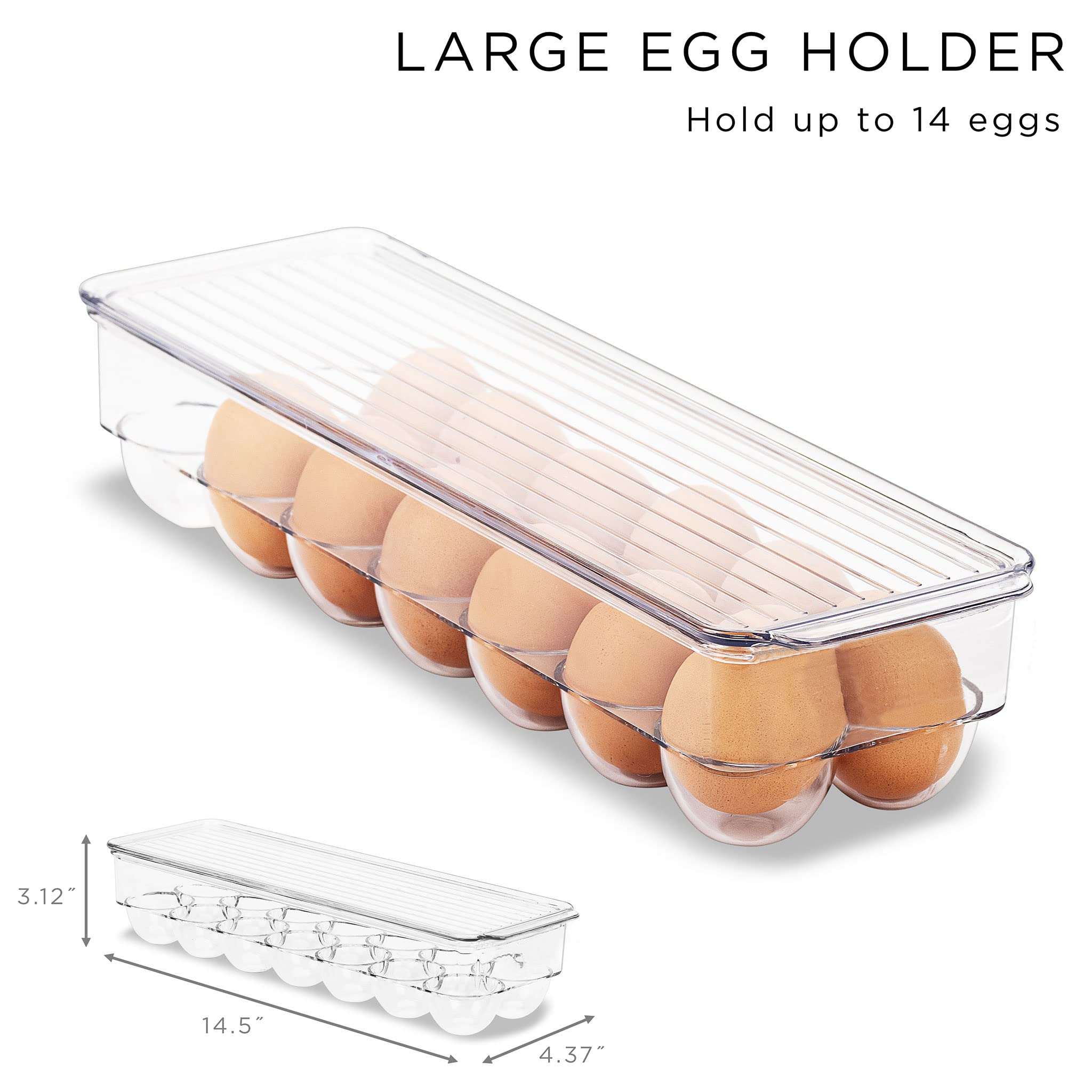 Sorbus narrow bins maximize shelf space for produce and bottles in the fridge.