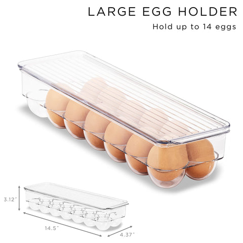 Sorbus narrow bins maximize shelf space for produce and bottles in the fridge.