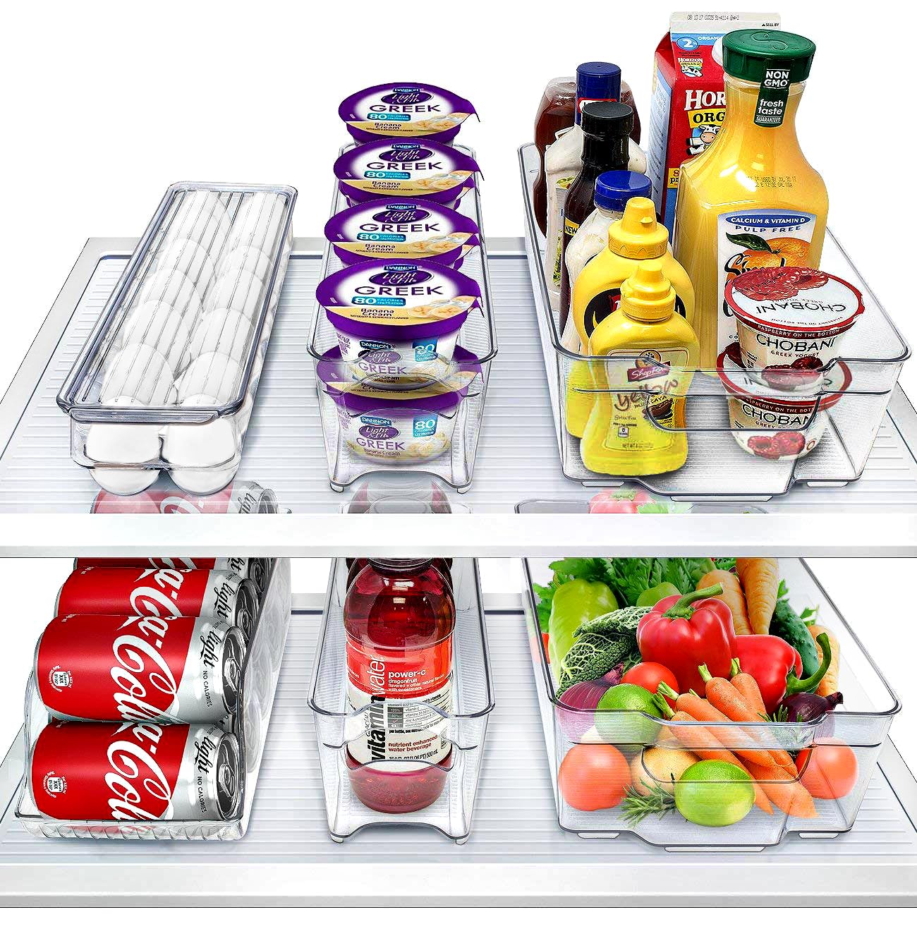 Sorbus fridge bins wide set keeps snacks organized and easy to find in the fridge.