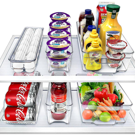 Sorbus fridge bins wide set keeps snacks organized and easy to find in the fridge.