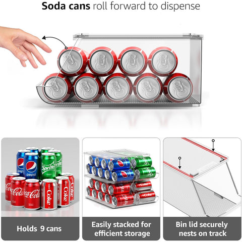 Sorbus can dispenser shows nine-can capacity for organized snack and drink storage.