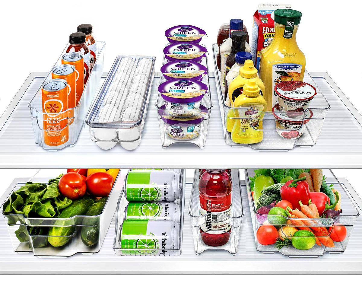 Sorbus fridge wide bin on a shelf for easy bulk storage and quick access.
