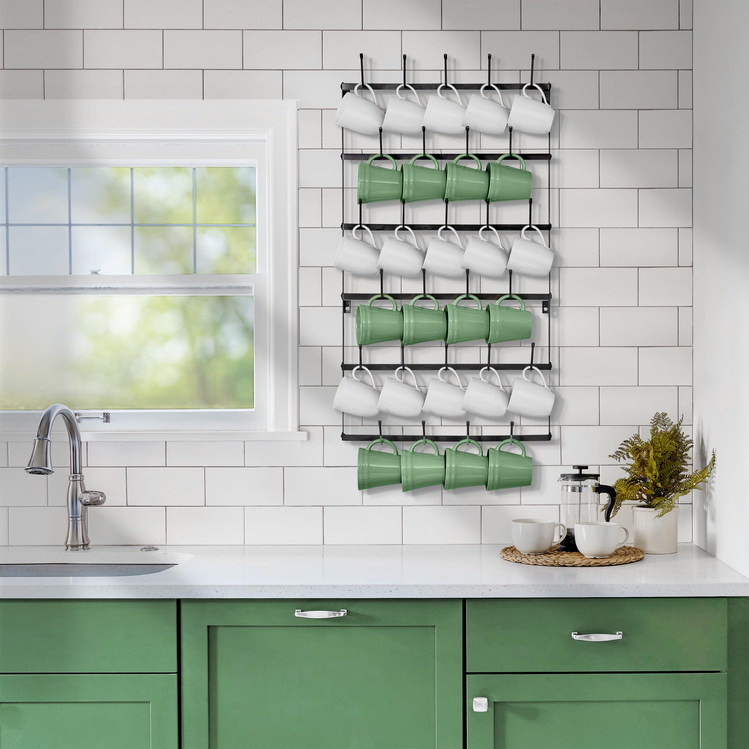 Sorbus metal mug organizer offering sturdy storage for mugs.