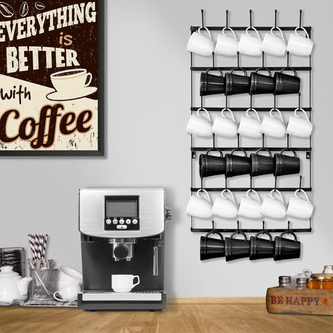 Sorbus mug rack with 27 hooks organized for easy access.