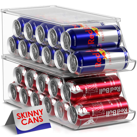 Sorbus Skinny Soda Can Organizer top view showing stacked cans for quick access.