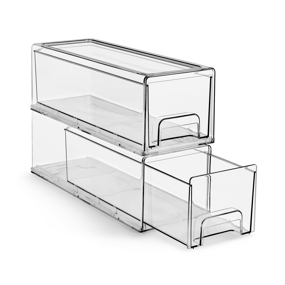 Sorbus small wide clear drawers front view: compact, space-saving pantry organizers