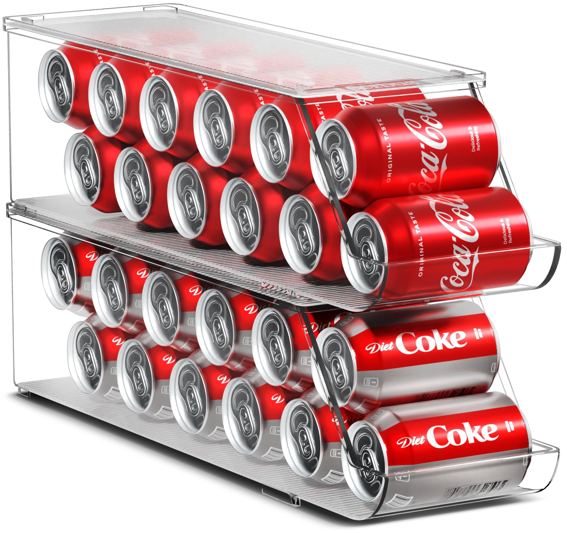 Sorbus soda can organizer front view holds 12 cans for easy access.
