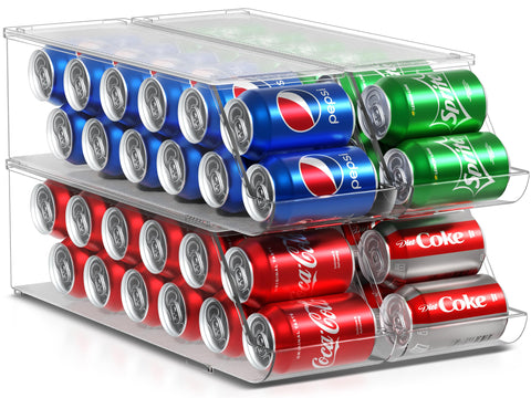 Sorbus Soda Can Organizer with clear front view for quick beverage access.
