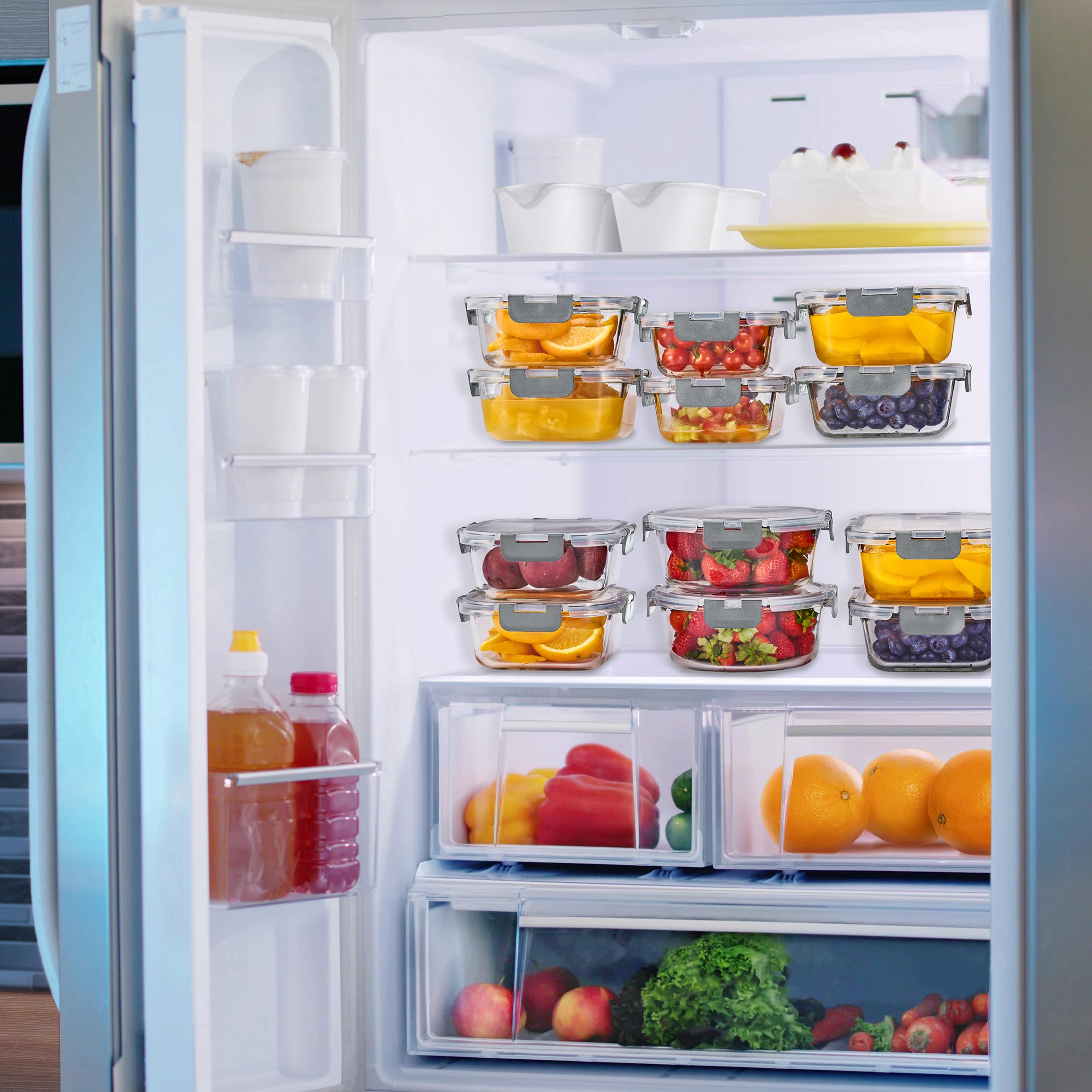 Sorbus stackable meal prep containers save fridge space.