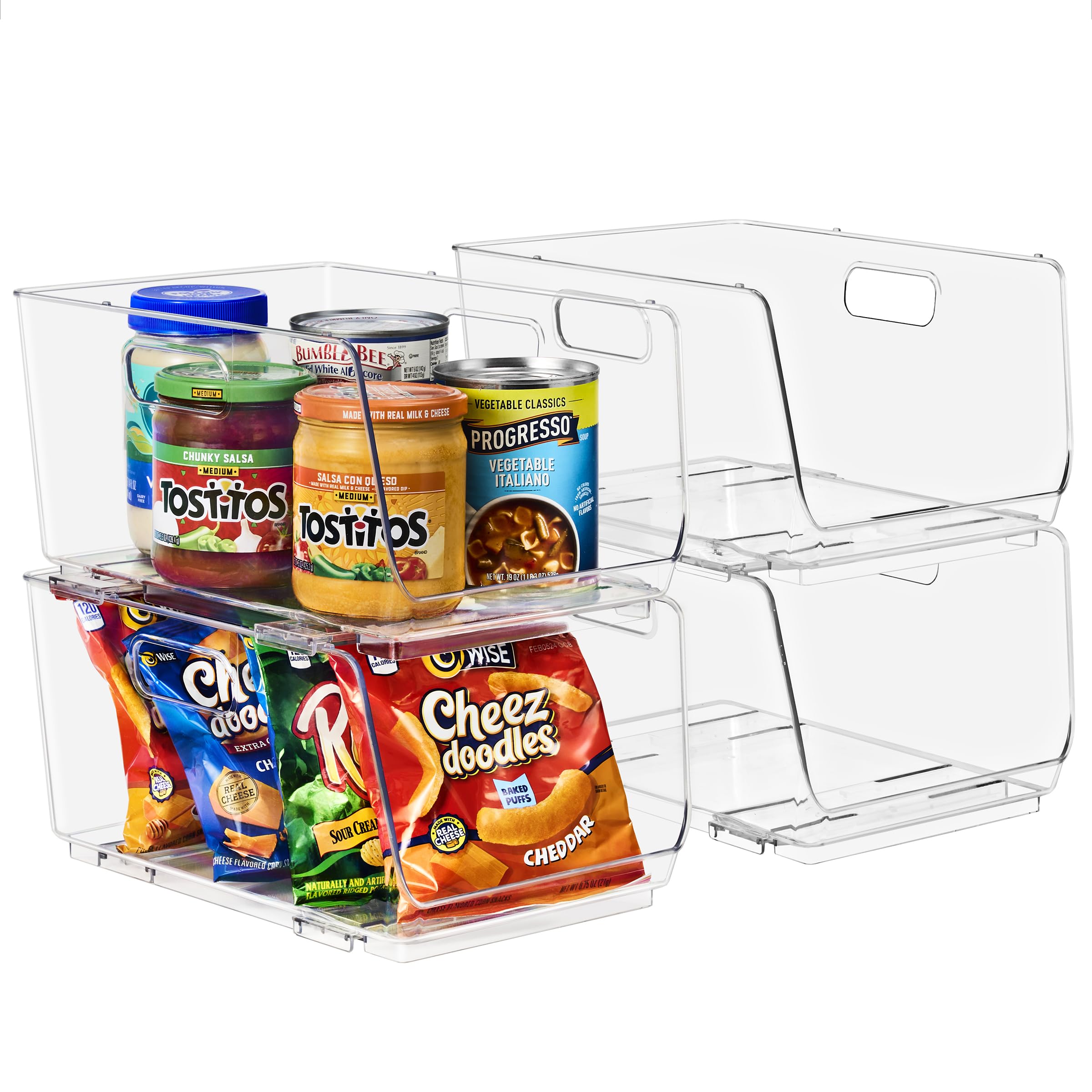 Sorbus stackable pantry bin keeps drinks and snacks organized