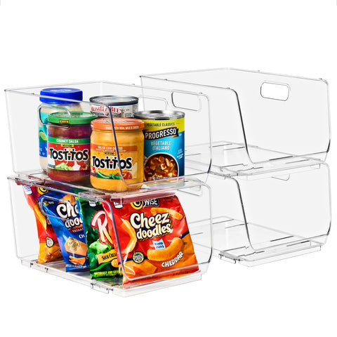Sorbus stackable pantry bin keeps drinks and snacks organized