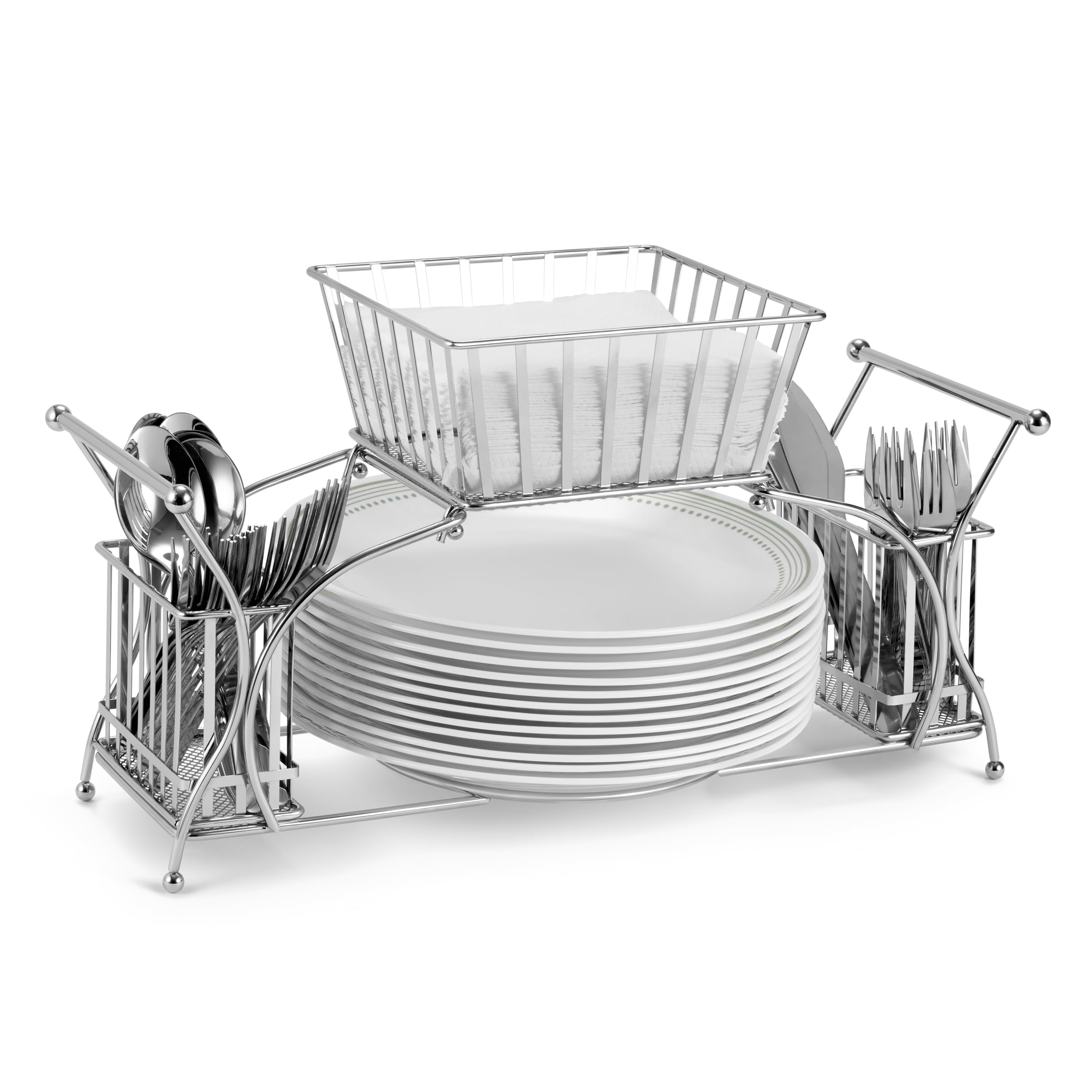 Sorbus Utensil Caddy with napkin basket keeps tables organized and tidy.